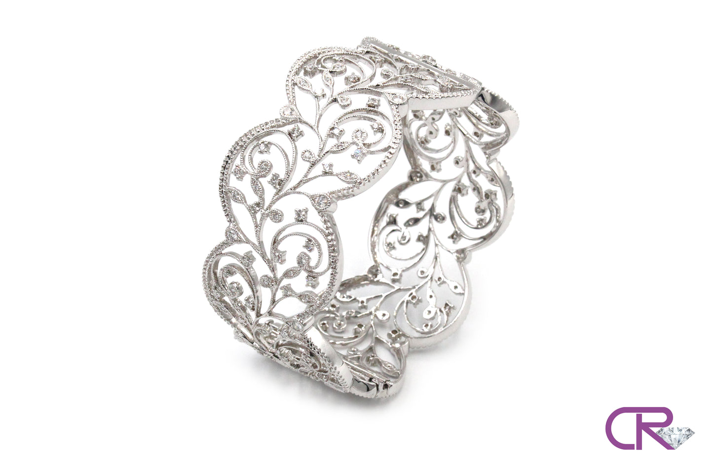 18K Diamond Floral Bangle
