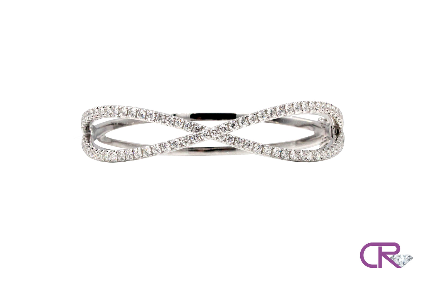 18K White Diamond Bangle