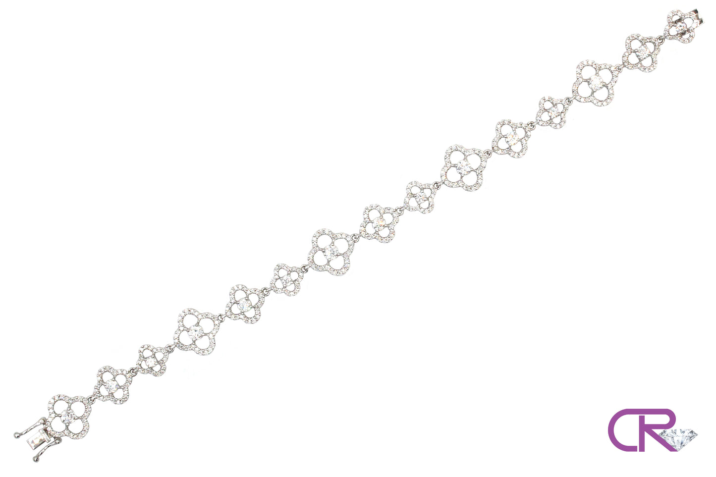 18K White Diamond Floral Bracelet