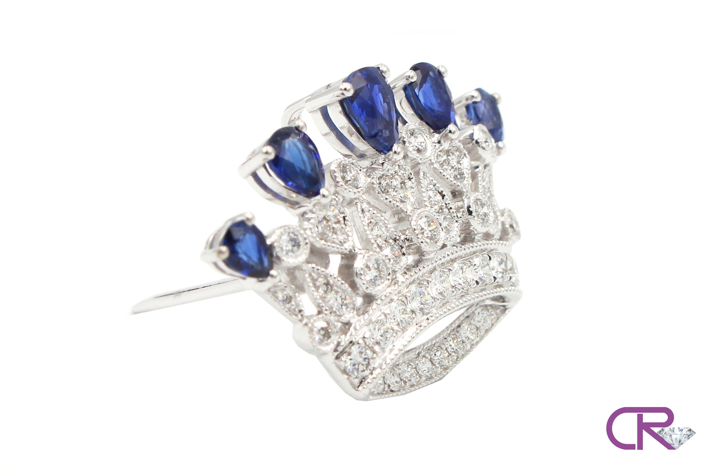 Sapphire Crown Brooch