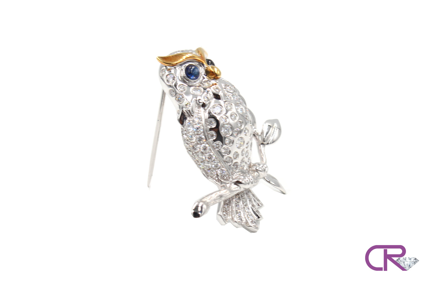 Diamond Owl Brooch