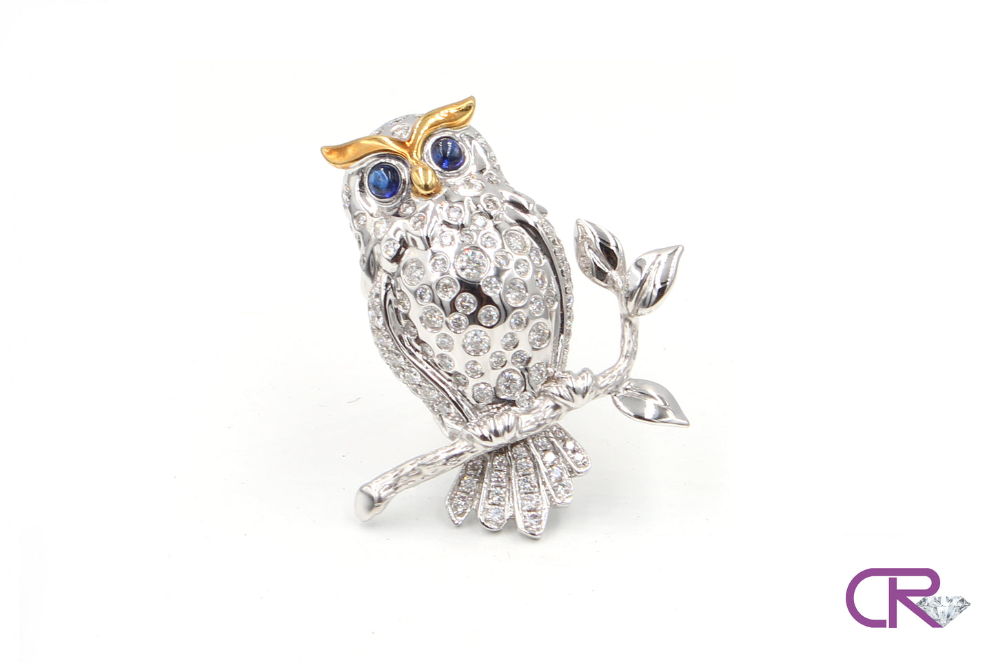 Diamond Owl Brooch