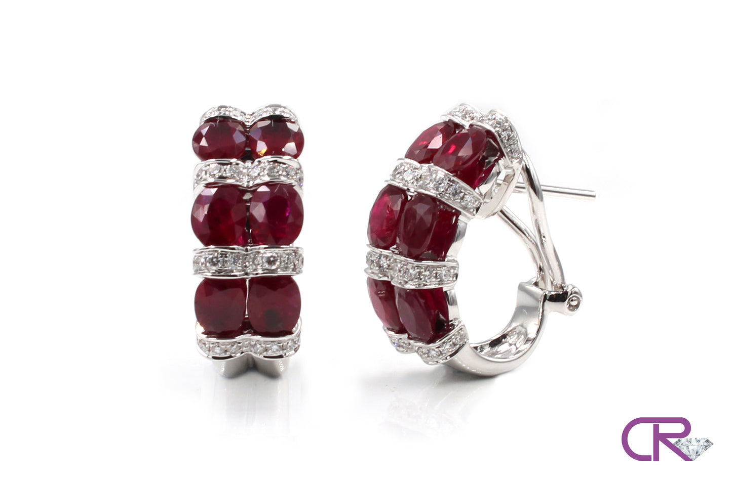 18K 2-Row Ruby Earrings