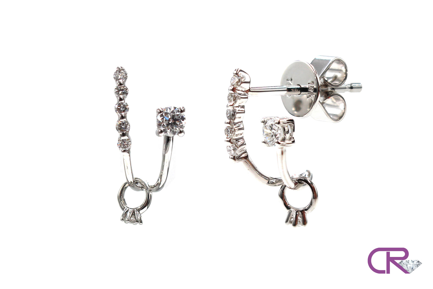 Diamond Earrings with Mini Dangle Ring