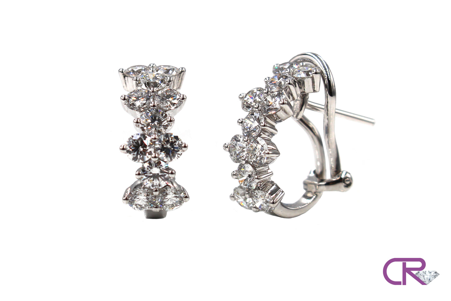 18K Diamond Post & Clip Earrings