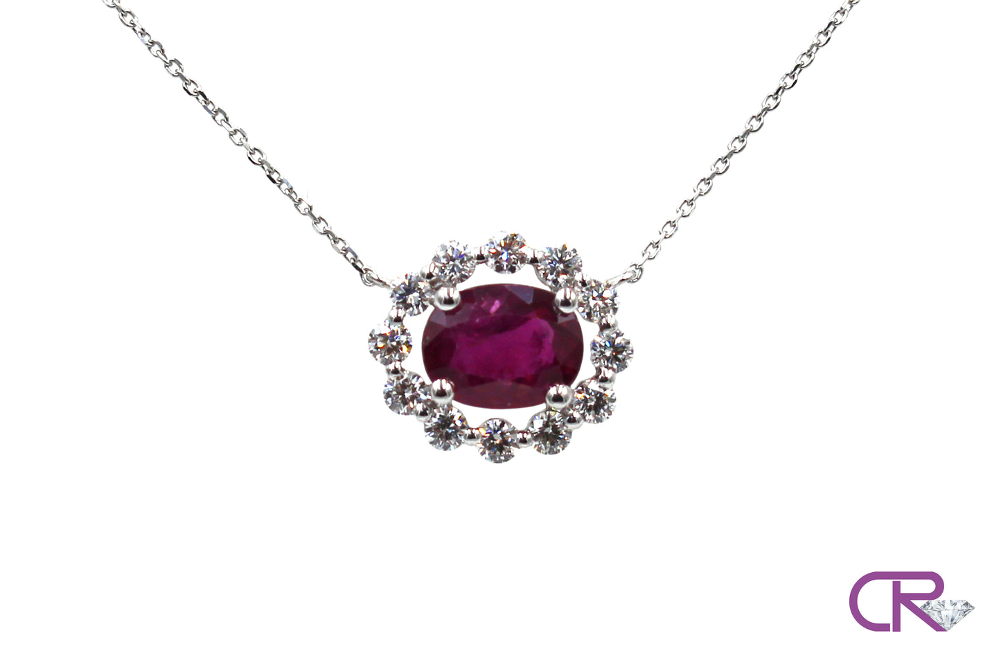 18K Ruby Halo Necklace