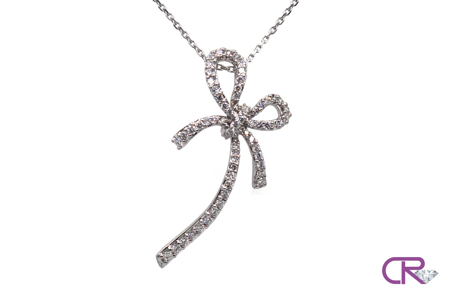 18K Diamond Ribbon Necklace
