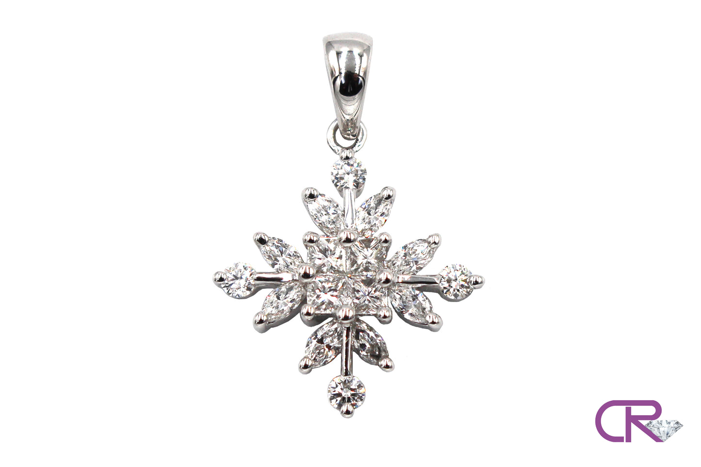 18K Diamond Snowflake Pendant