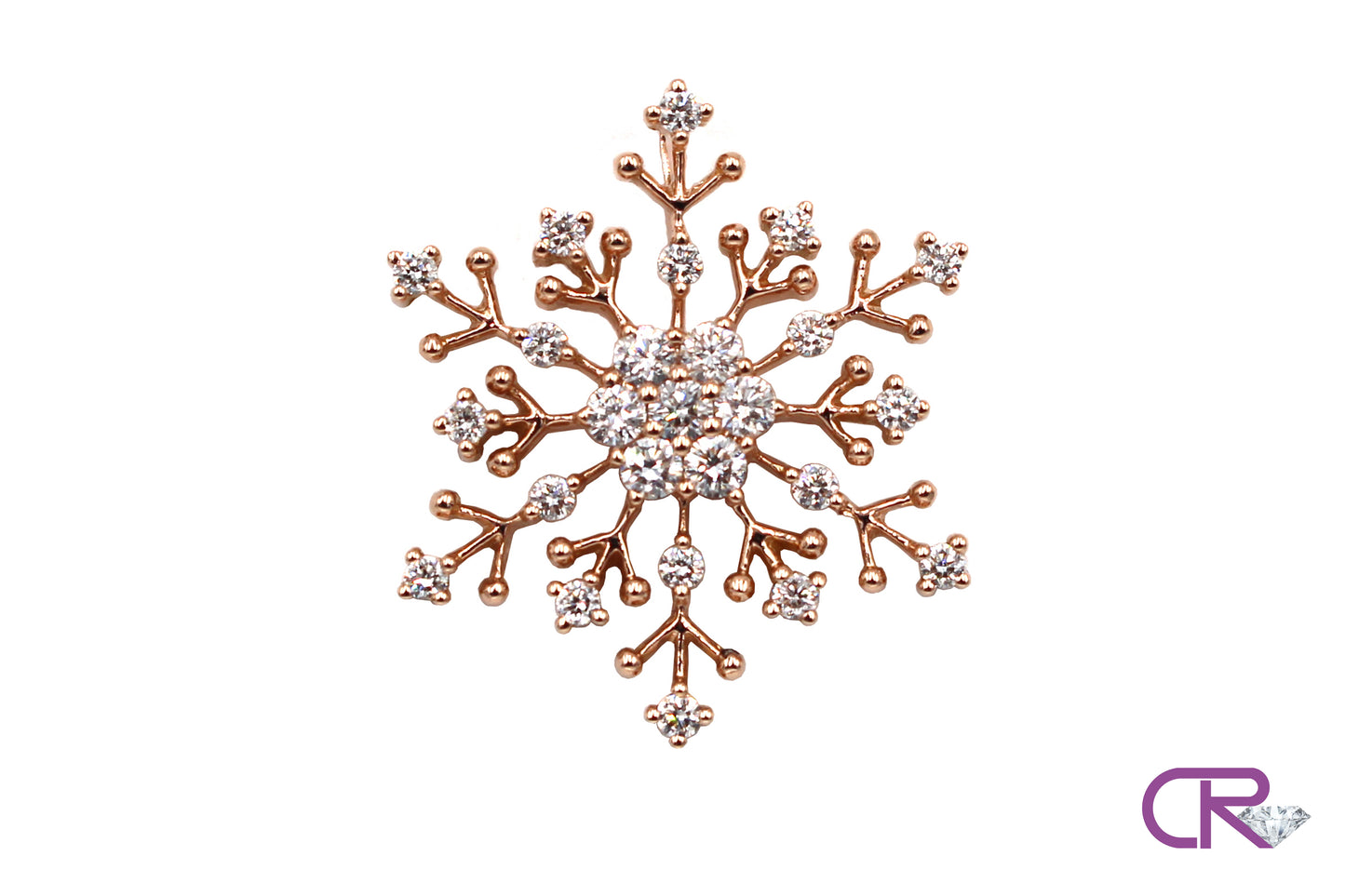 18K Rose Gold Snowflake Pendant
