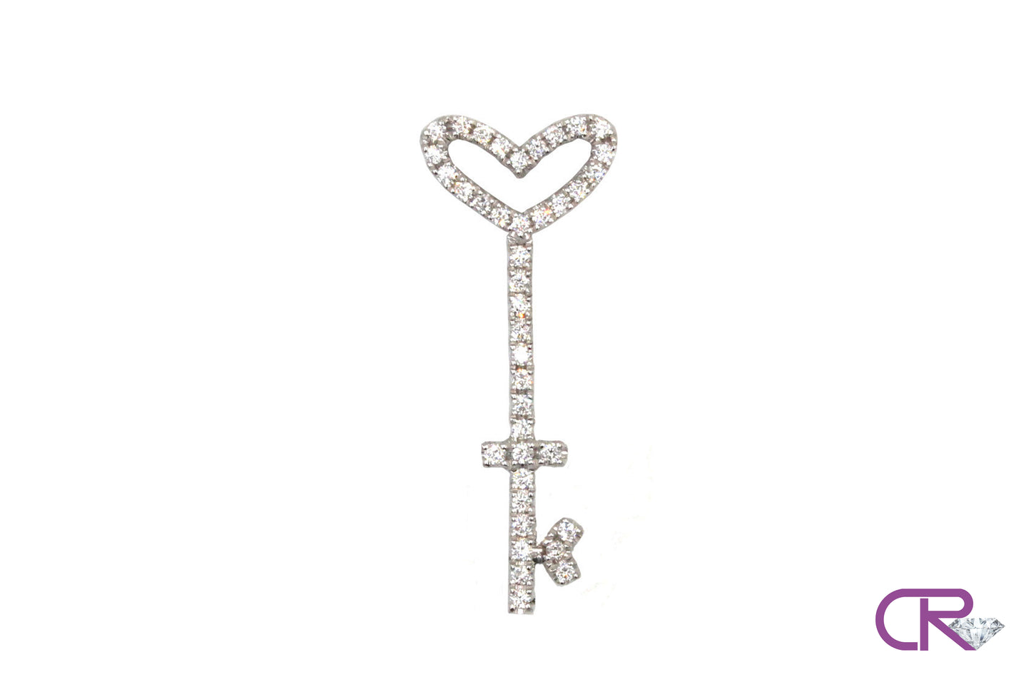 18K Diamond Heart Key Pendant
