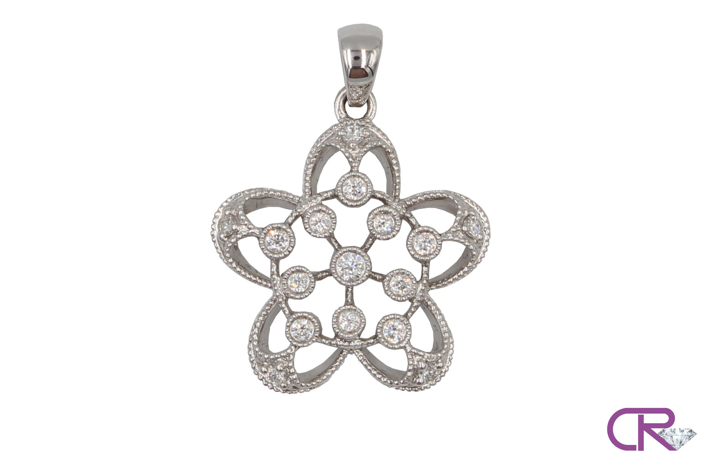 18K Diamond Floral Pendant