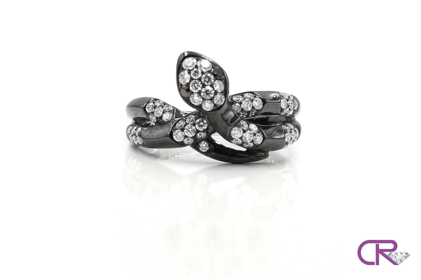 18K Black Gold Diamond Snake Ring