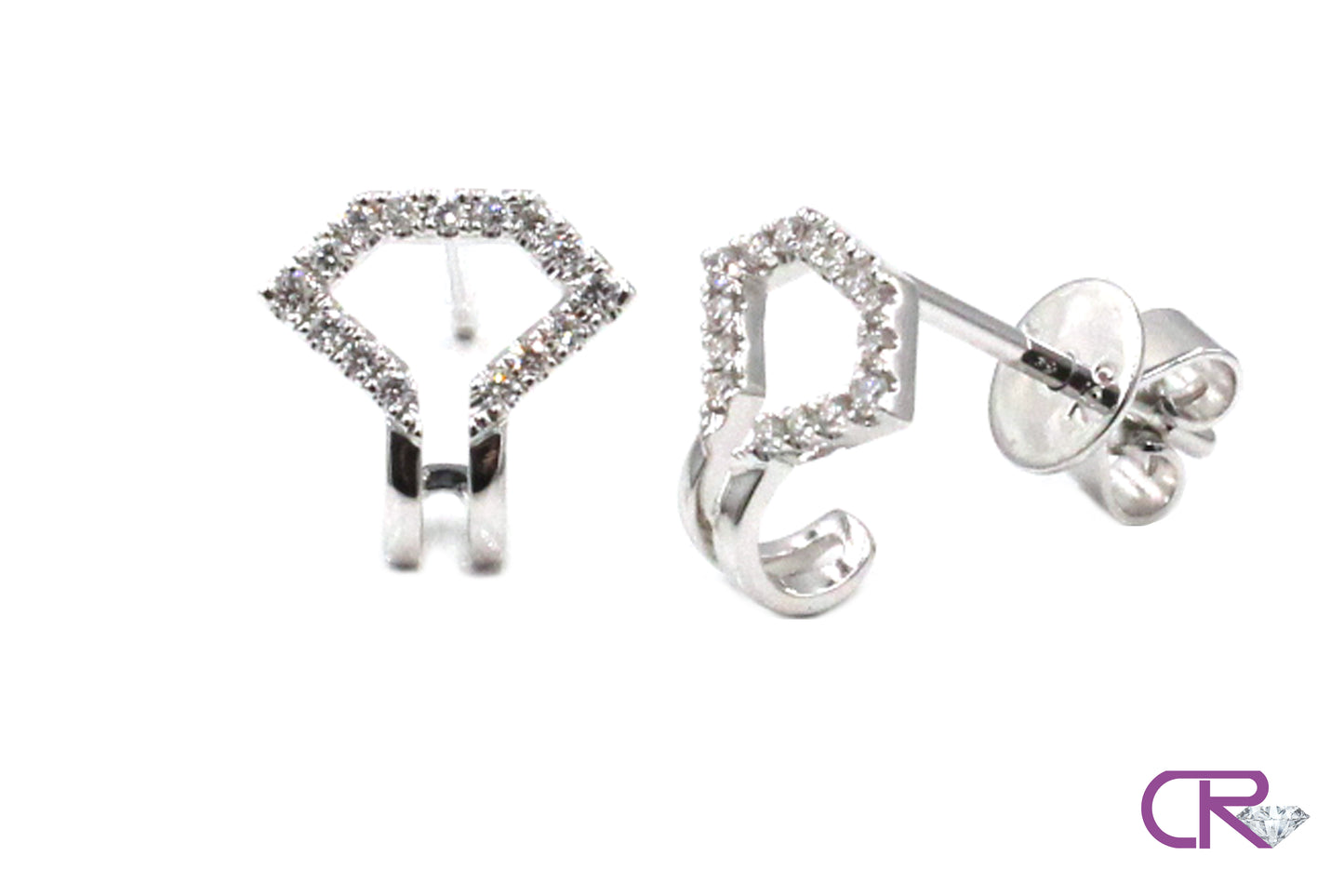 18K Half Huggie Diamond Earrings
