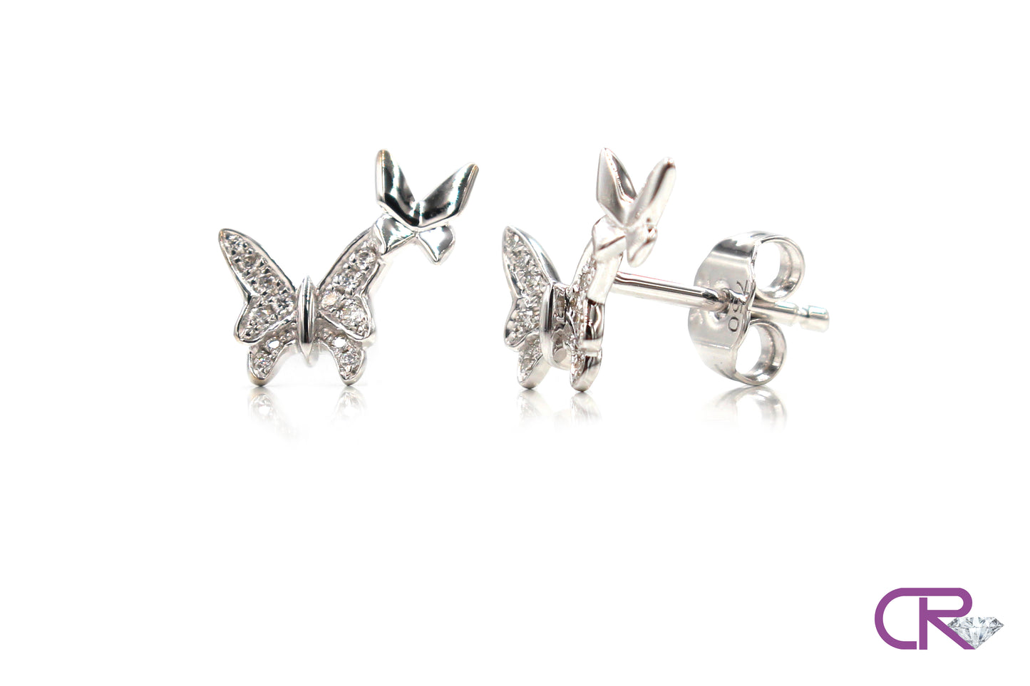 Diamond Butterfly Earring Studs